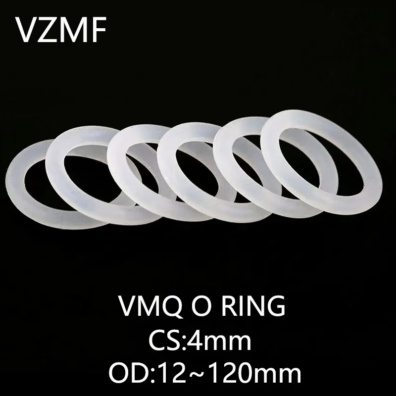 

VMQ O RING CS 4mm OD 12~120mm White Silicone Sealing Ring Food Grade Silicone Insulation Shape Sealing O-ring Silicone Ring