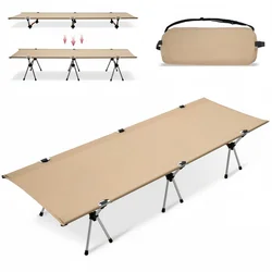 Outdoor Camping Folding Bed Portable Ultra Light Aluminum Alloy Easy Assemble Bed for Adults Kids Children Travel Cot