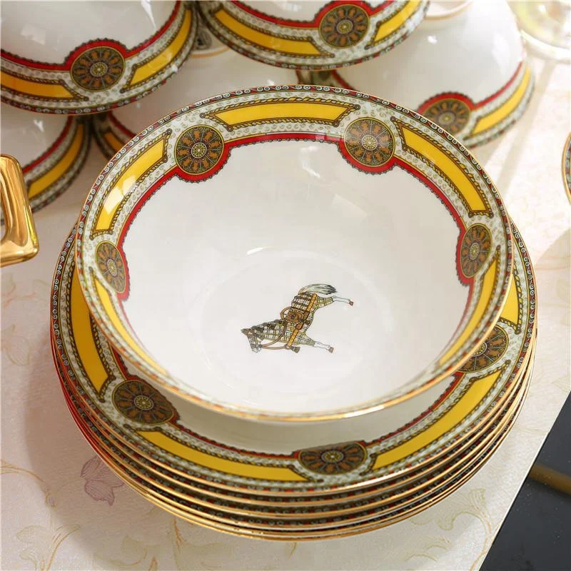 Red War Horse 58 Head European Bone China Coffee Tableware Set Coffee Cup Saucer Set