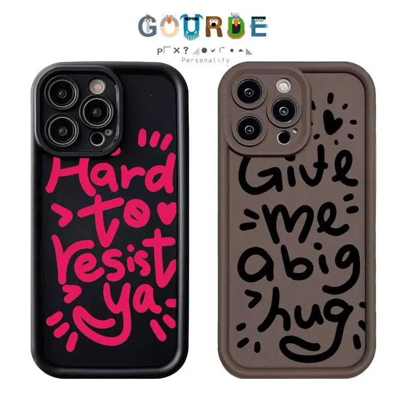 

Gourde love Heart English patterns Phone Case for Iphone 16 15 14 12 13 11 Pro Max IP 7 8 Plus Iphon X XS XR Xs Max