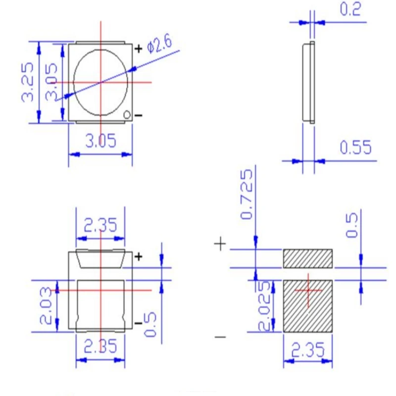 500pcs 0,5 smd führte w 1w rot gelb blau warmweiß grün rosa bernstein farben lichte mit tierende diode hohe helle qualität