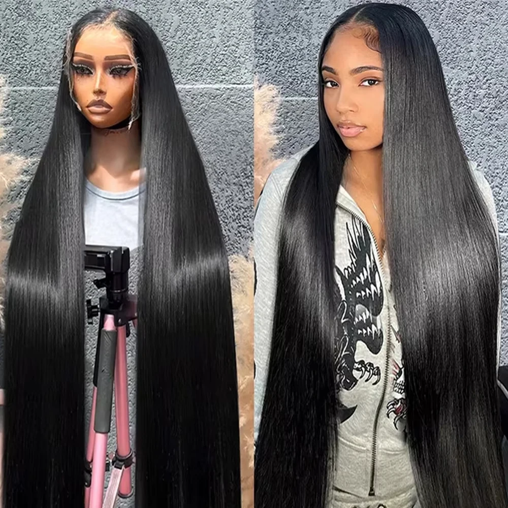 

250% Density 13X6 Bone Straight HD Transparent Lace Front Wigs 38 40 Inch 13X4 Frontal Wig For Black Women Brazilian Human Hair