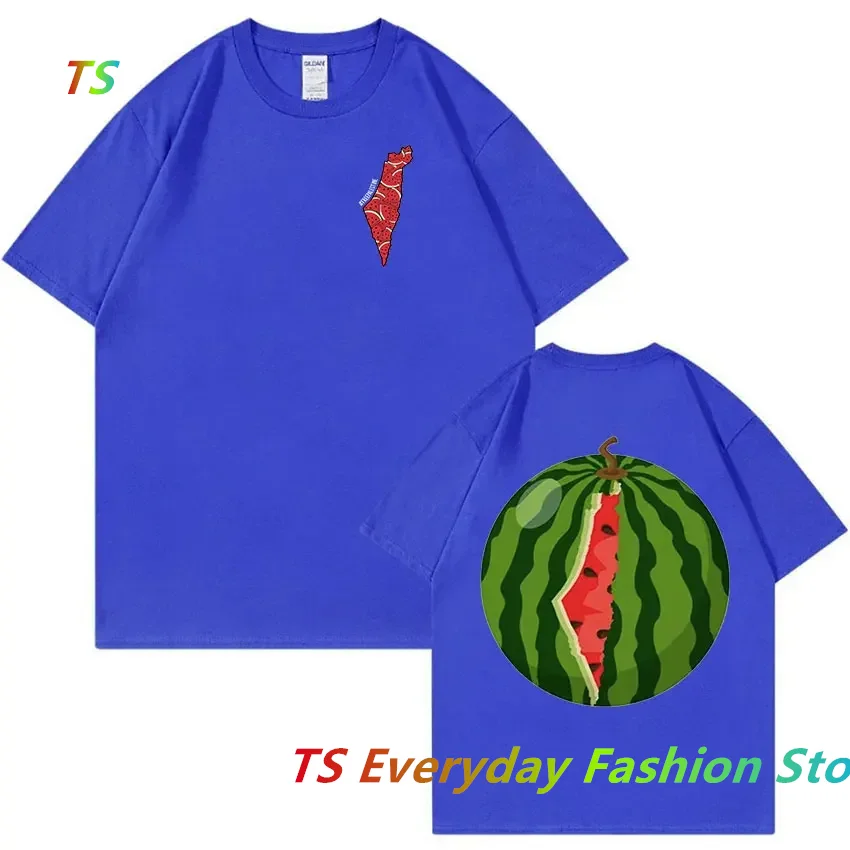 Funny Watermelon Double Sided Graphic T Shirts Men\'s Cotton T-Shirt Fashion Tops Summer Women Cotton T-Shirt Oversized Tees