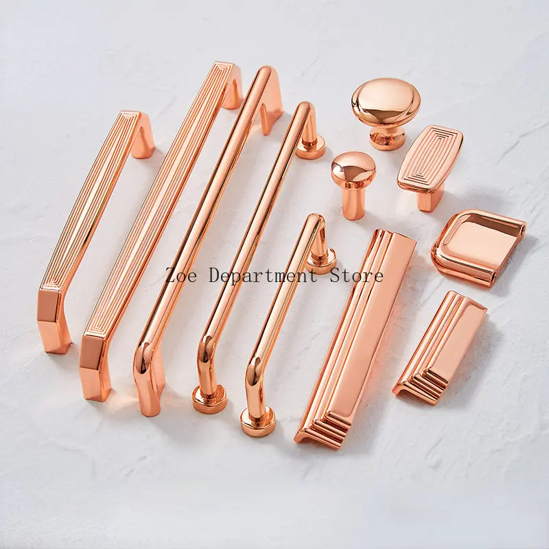 Modern Bright Rose Gold Handle for Cabinet and Drawer Nordic Furniture Pulls Handles Hardware Light Luxury Cupboard Door Knobs