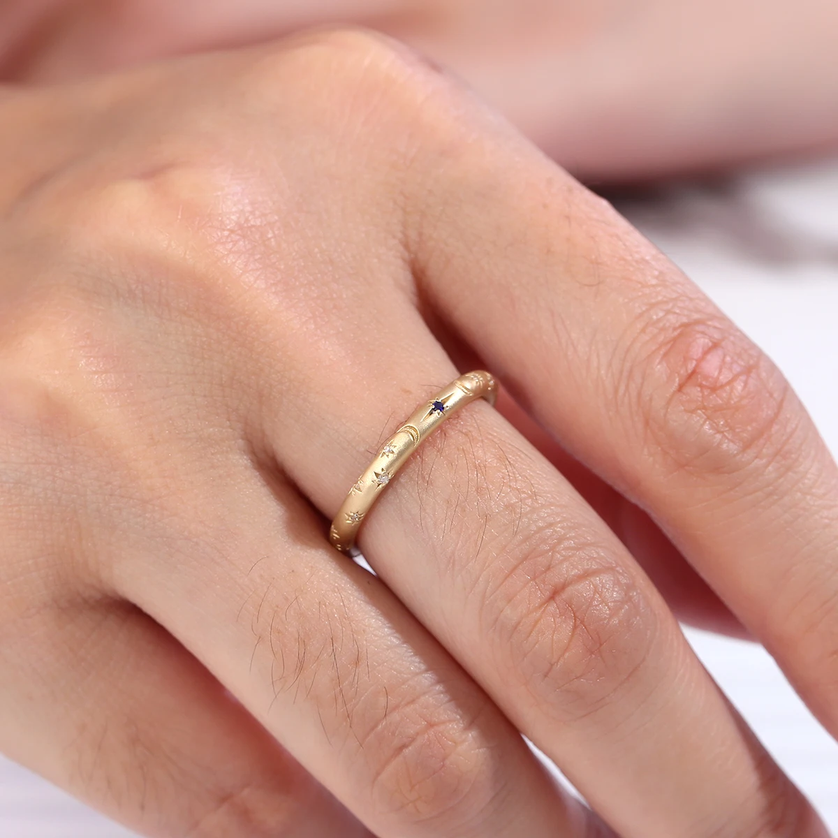 Provence Minimalist ring Matte Finish Star ring Lab diamond Everyday cocktail ring Fashion Women Ring Jewelry Christmas Gifts