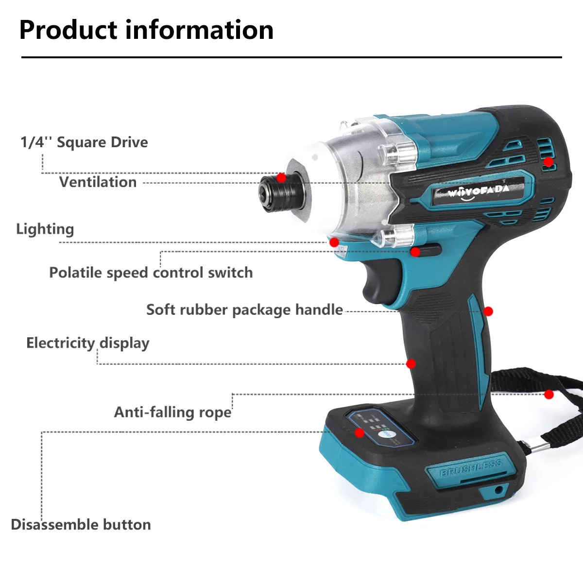 18V Electric Screwdriver Brushless Cordless Screwdriver Impact Drill Impact Driver Rechargeable Driver for Makita 18V Battery