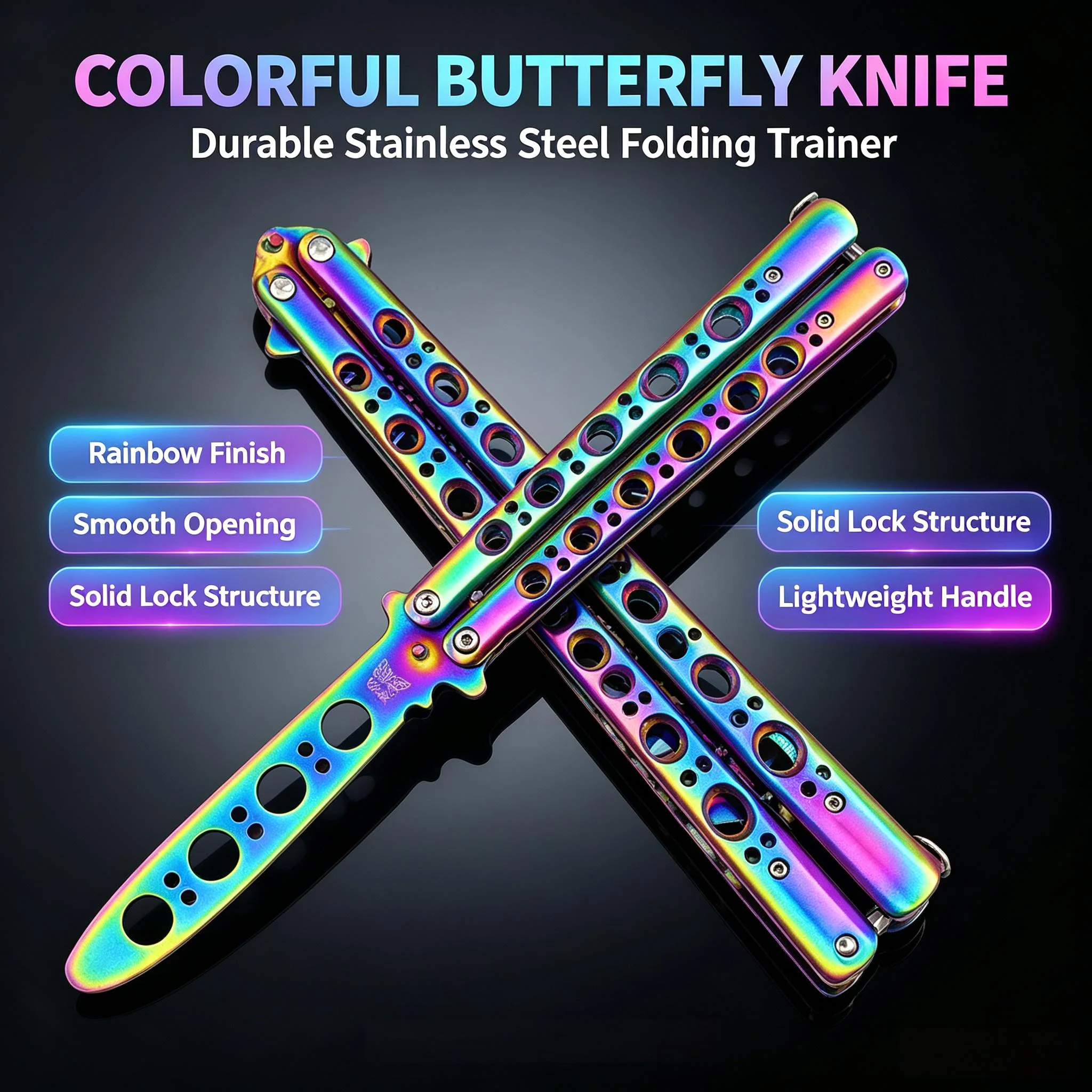 Stainless Steel Foldable Butterfly Knife Trainer Portable Pocket Practice Knife Training Tool for Outdoor Games Balisong Trainer