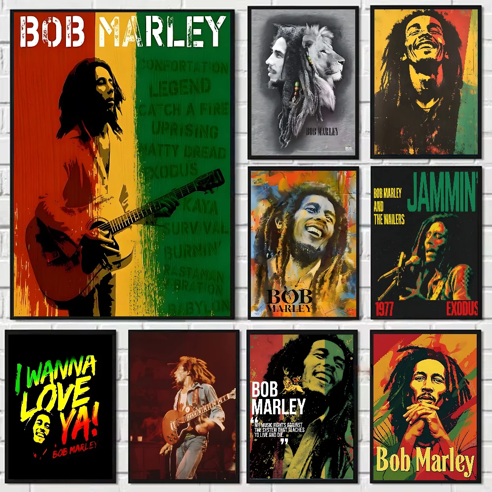 

Guitar No Woman Cry Legendary Rock Singer Bob Marley Poster HD art sticky wall waterproof home living room bedroom bar aesthetic