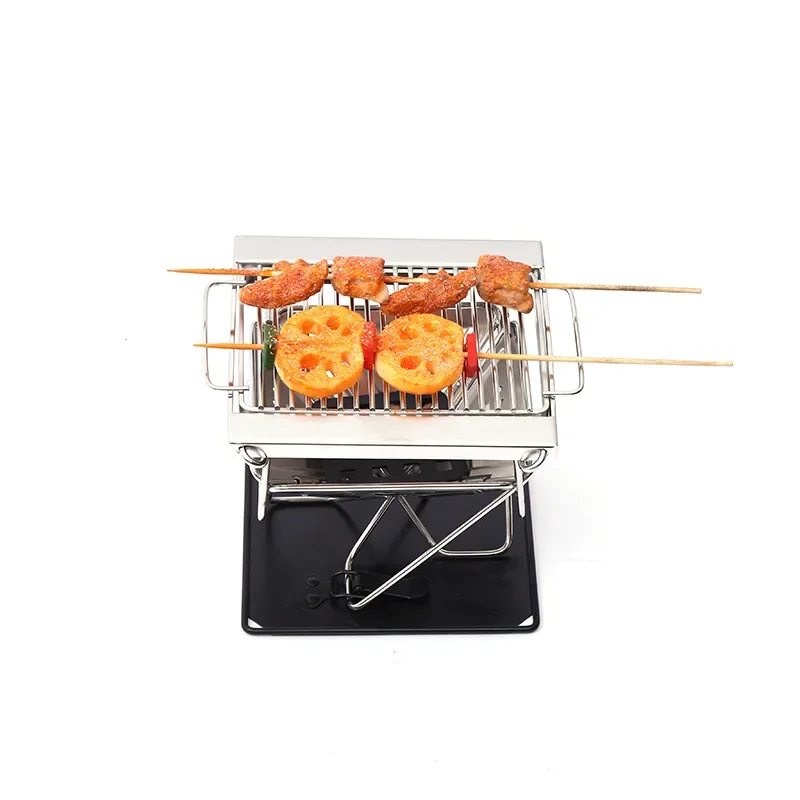 Portable Folding Stainless Steel Charcoal BBQ Grill Multi‑Purpose Cooking Tools for Outdoor Camping Picnic Backyard Barbecue Use