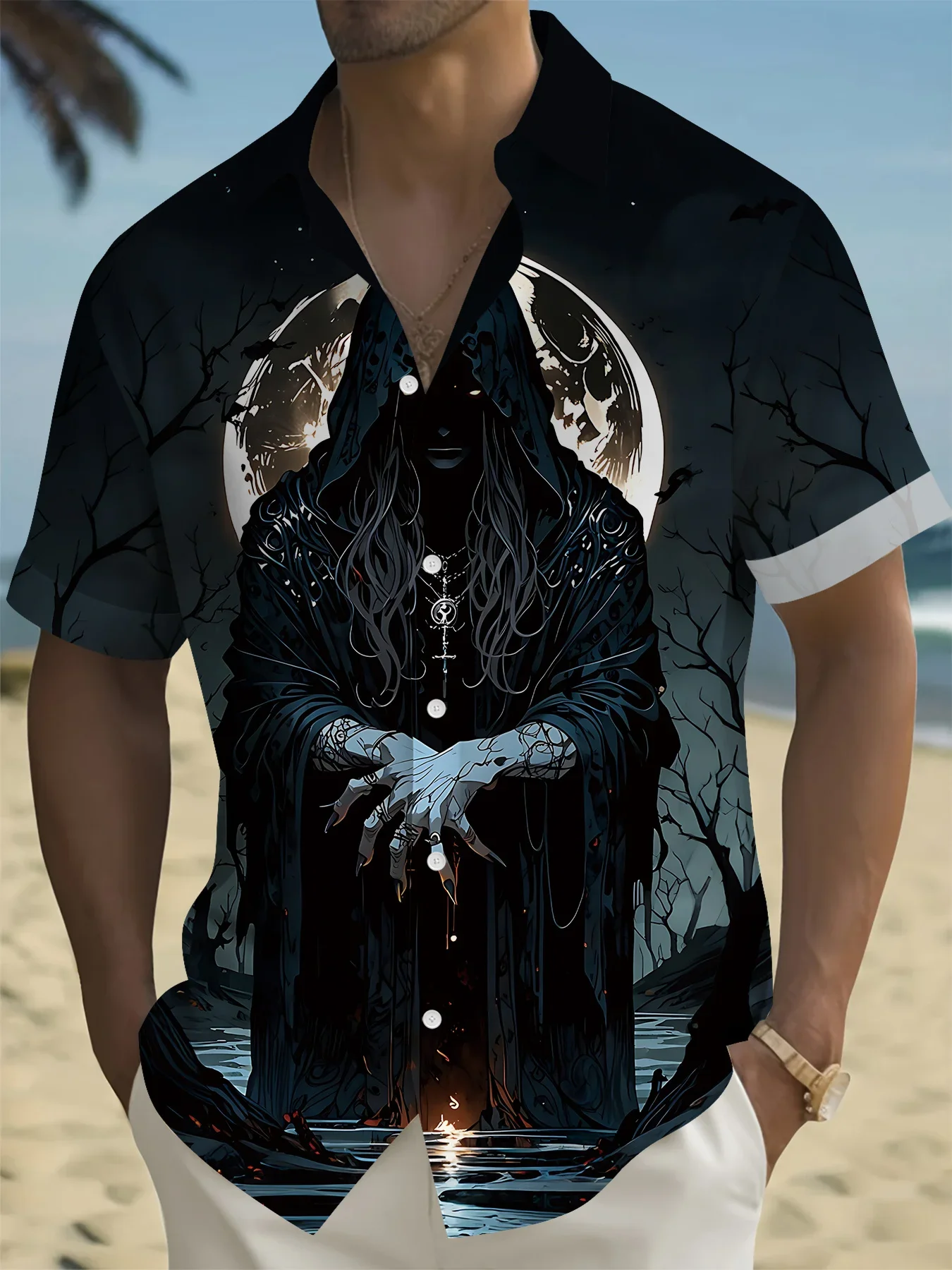 

Summer Vacation Hawaiian Shirt Men Casual Man Short Sleeve Fashion Tropical Print Lightweight Beach Party Outfit Tops