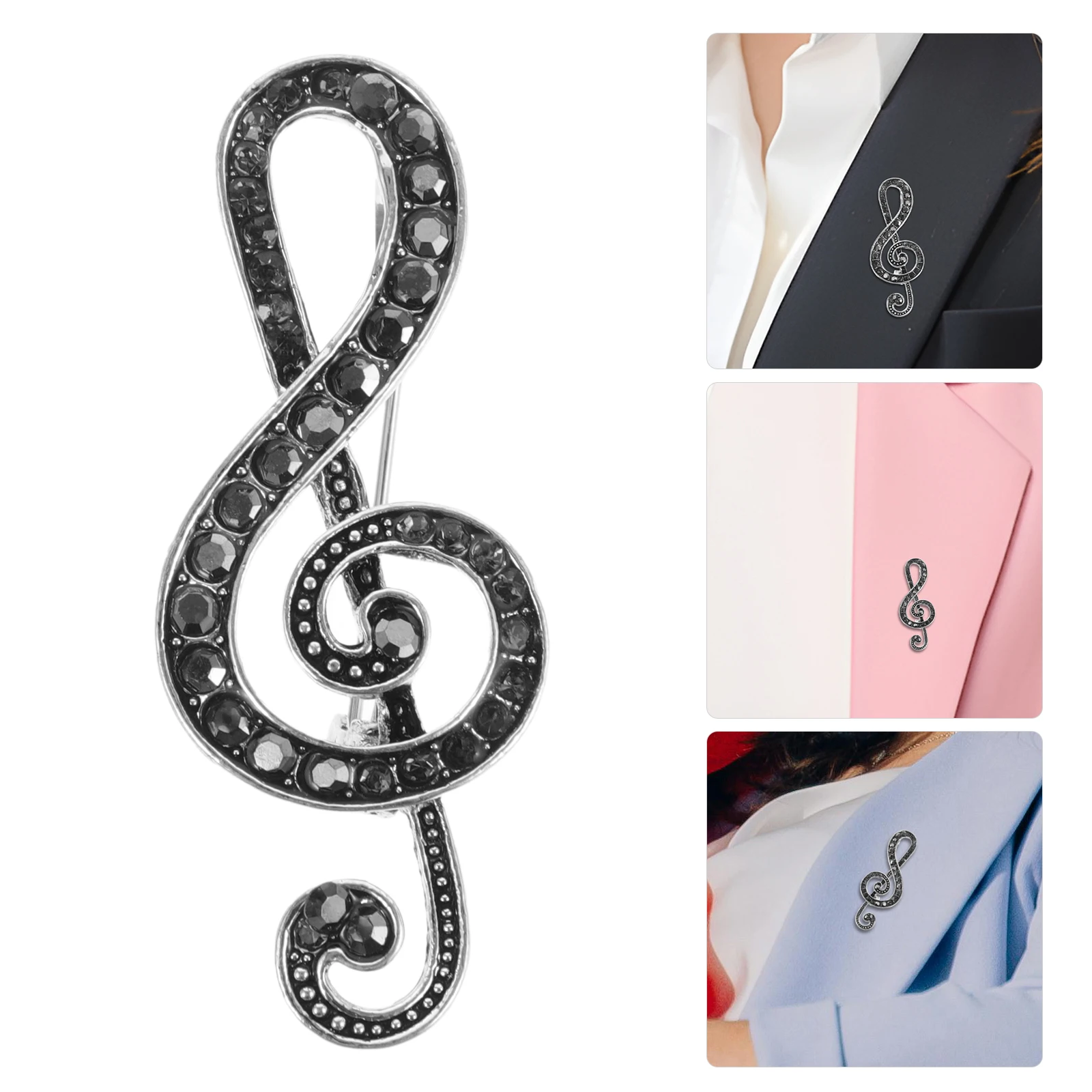 الموسيقية ملاحظة بروش حجر الراين دبوس الزخرفية للقمصان مهرجان حزب مجوهرات أنيقة طوق دبابيس الملحقات