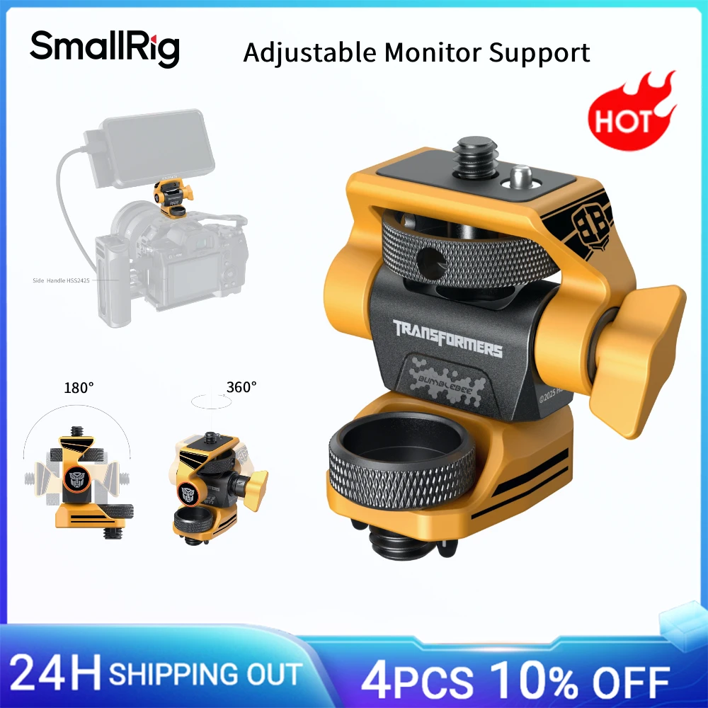 

SmallRig Adjustable Monitor Support Compatible with ARRI 3/8''-16 Screws 360° Swivel 180°Tilt Holder for 5"/7" BumbleBee Edition