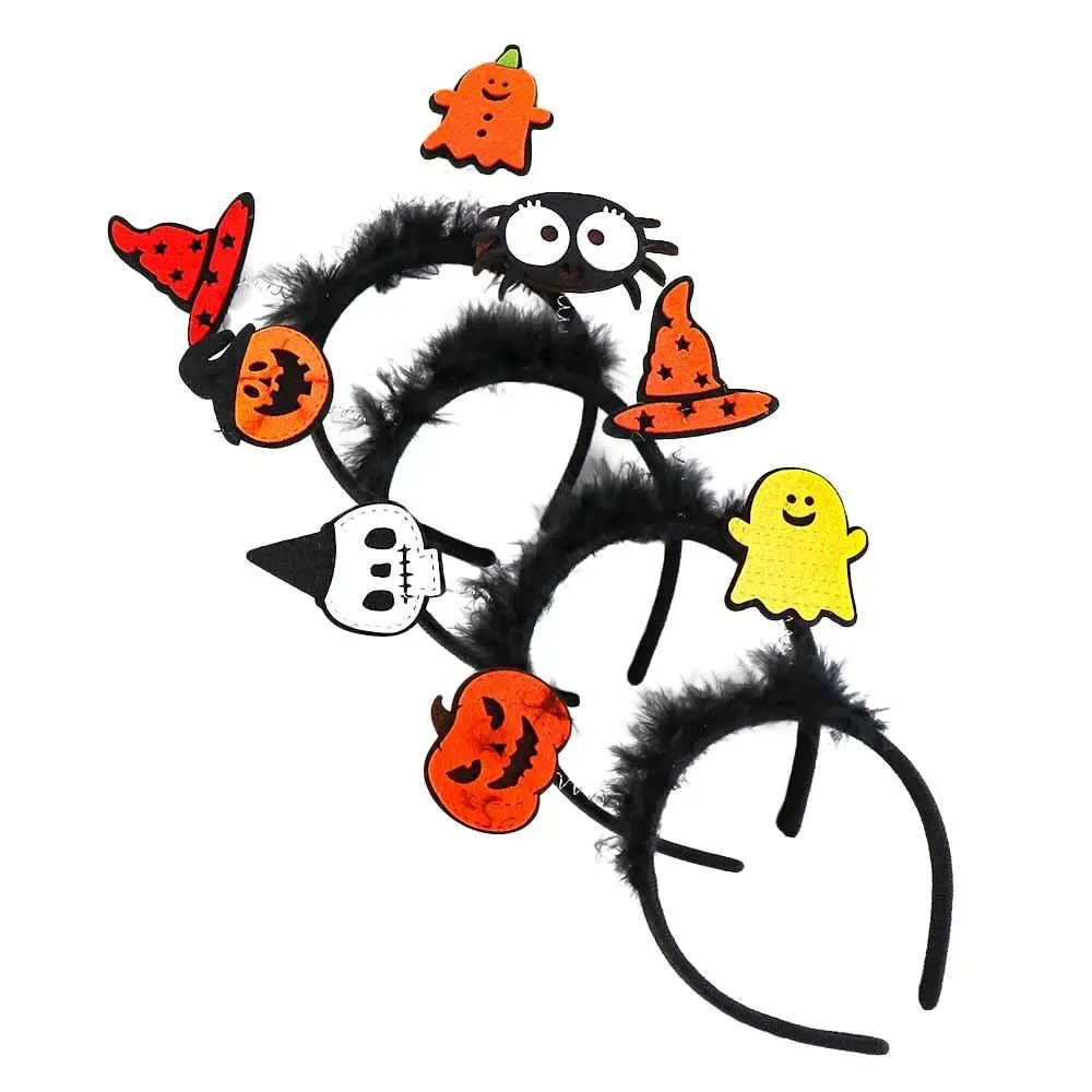 Gift Cartoon Halloween Feather Headband Spider Witch Hat Pumkin Hairband Hair Accessories Ghost Ghost Headband Halloween Party
