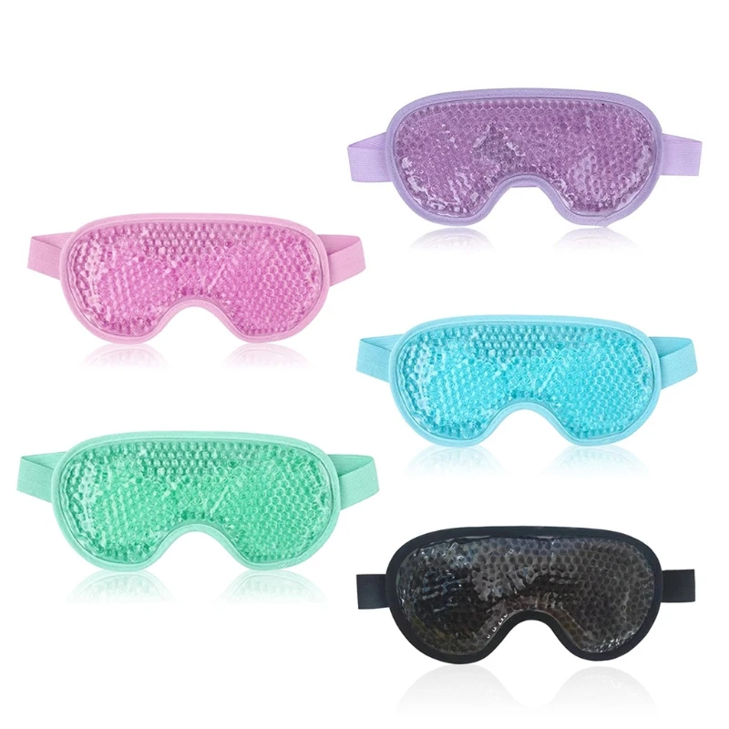 Cooling Ice Gel Eye Mask Reusable Eyemask Sleeping Mask with Plush Backing for Headache Puffiness Migraine Stress Relief