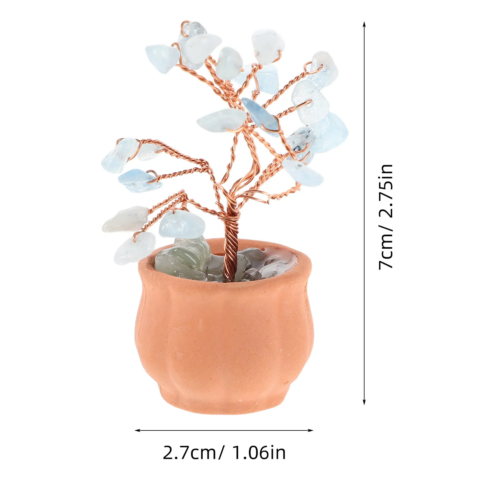Mini Artificial Crystal Tree 7-Branch Exquisite Faux Crystal Ornament Desk Decor Living Room Office Unique Light Effect