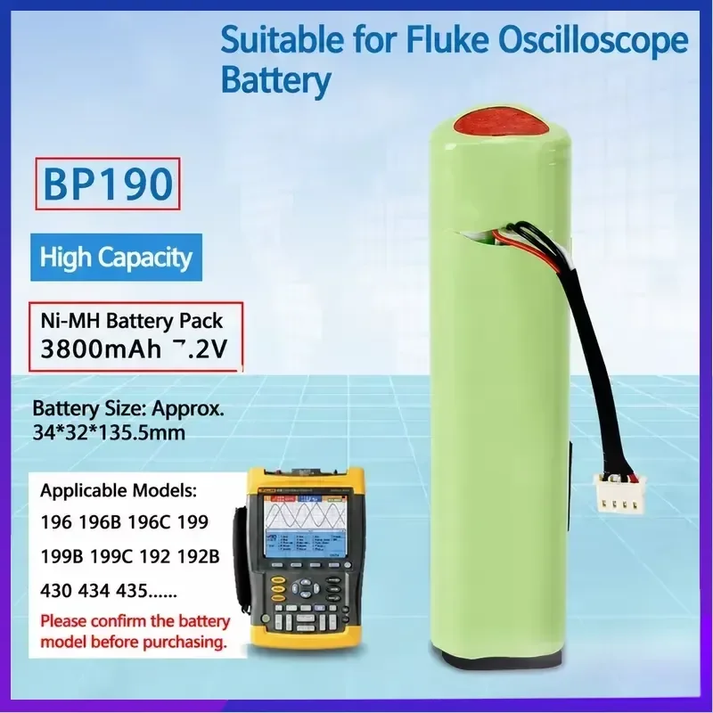 For Fluke 199 Oscilloscope Battery BP190 192 7.2V NiMH Rechargeable Battery