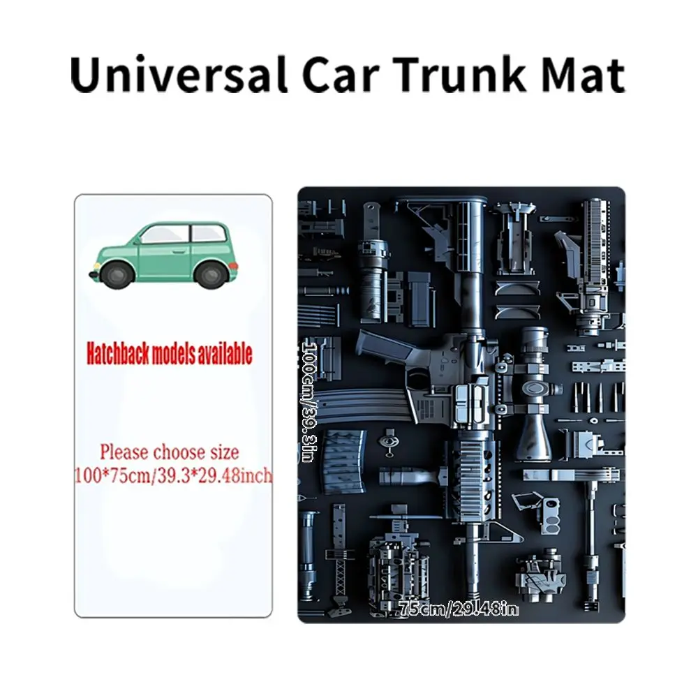 1pcs Car Trunk Mat Guns Print Universal Durable Cargo Liner Easy Clean All-Season Auto Liner Interior Accessories For SUVs view 6