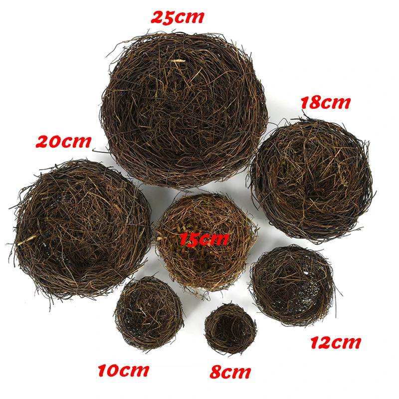 8/10/12/15/18/20/25cm Simulated Rattan Woven Bird's Nest Easter Quail Egg Bird's Nest Decoration Home Garden Supplies