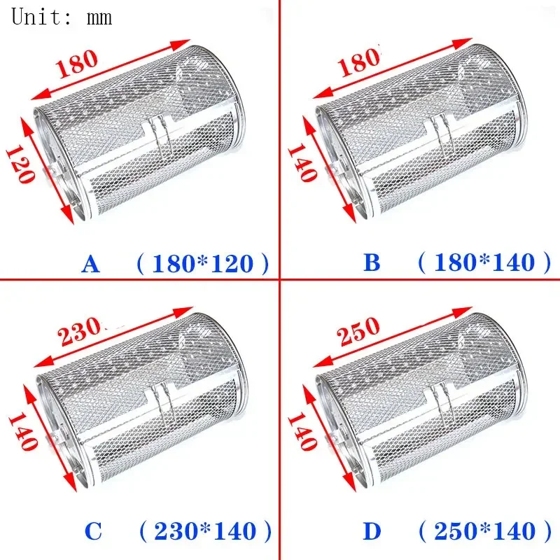 Coffee Roaster Basket Stainless Steel Round Barbecue Rotating Cage Grilling Basket Kitchen Baking Air Fryer Nut Baking Tray