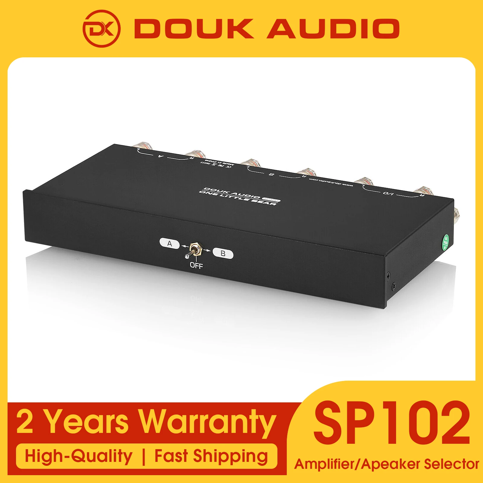 Douk Audio SP102 PRO פסיבי 2(1)-IN-1(2)-OUT מתג אודיו סטריאו 2 כיוונים למגבר / רמקול תצוגת LED
