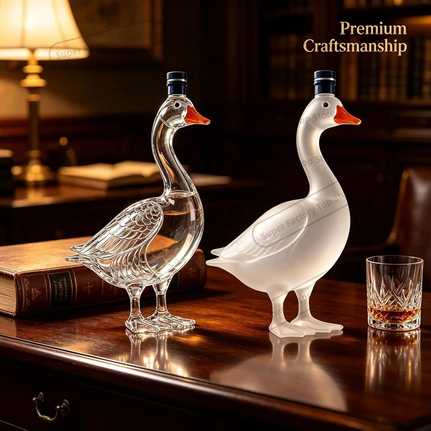 30th Anniversary 3D Sculpted Vodka Bottle,350ml Goose Glass Whiskey Bottle Decanter, Decorative Wine Bottle for Home Bar Display
