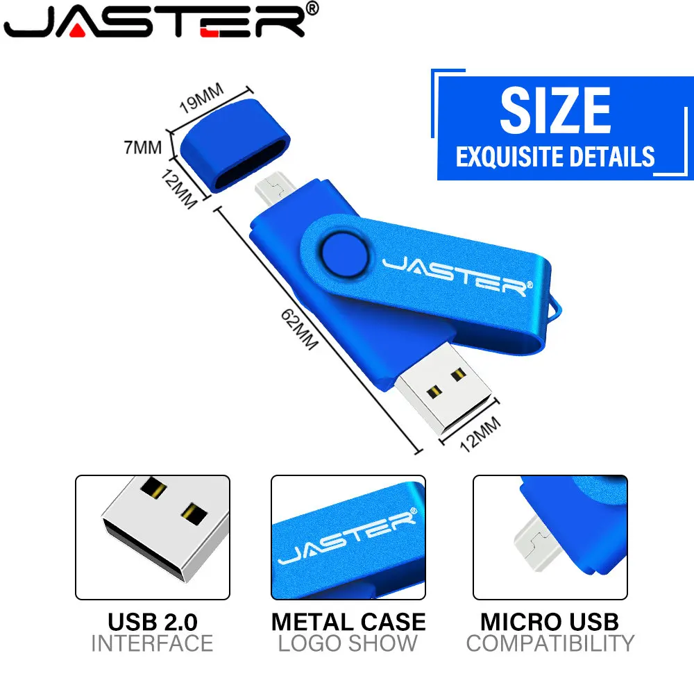 JASTER High Speed 2 w 1 USB 2.0 Pen Drive 128GB pamięć USB dyski 64GB 32GB 16GB czarny kreatywny prezent 8GB 4GB