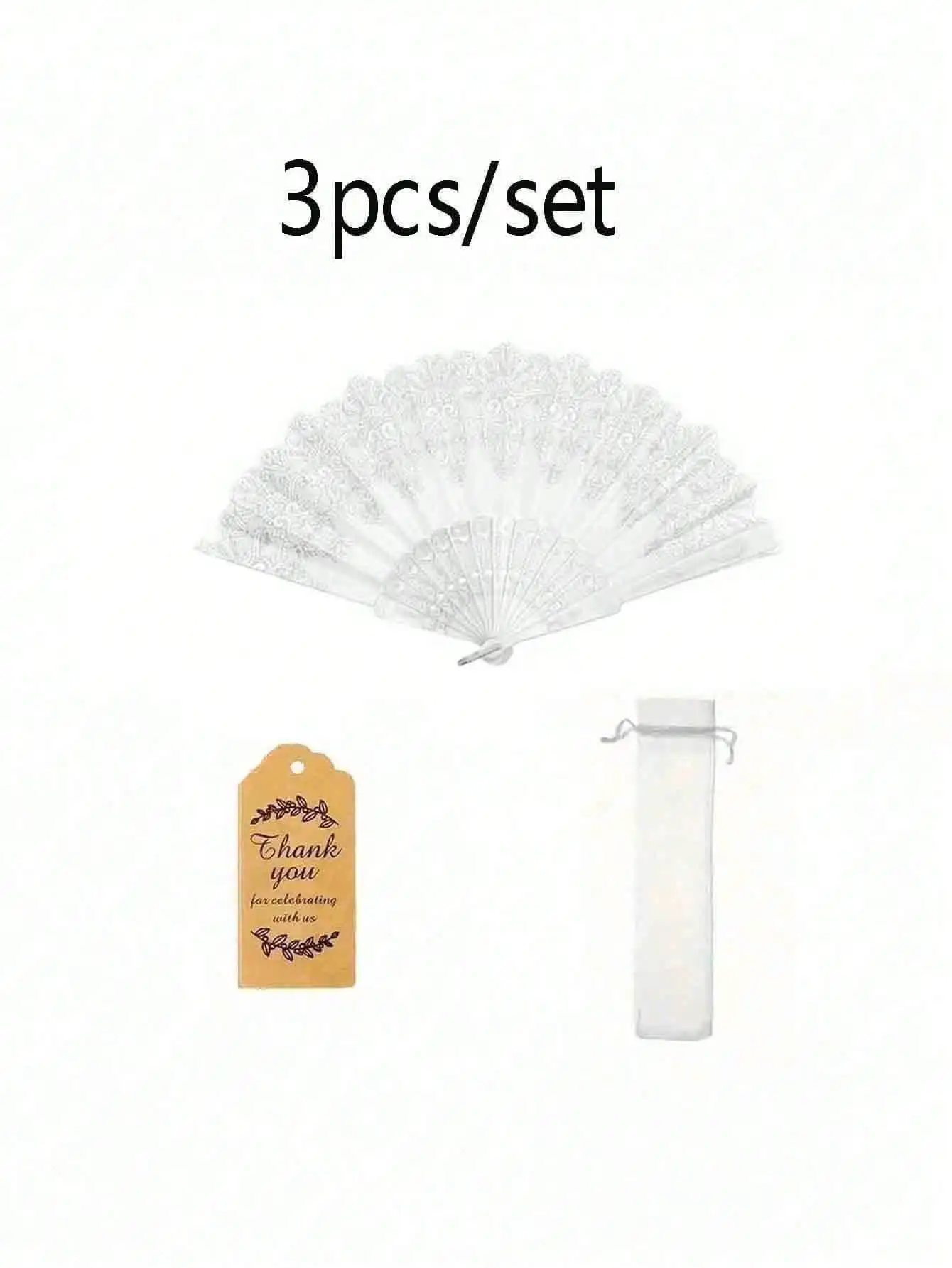 

15pcs 5 Sets Lace Floral Folding Fans For Women Wedding Bridal Party Decor