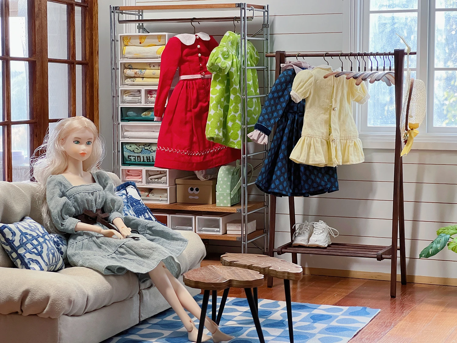 1/6 poppenhuis model meubelaccessoires minimodel Massief houten meubelen miniatuur kleerhanger