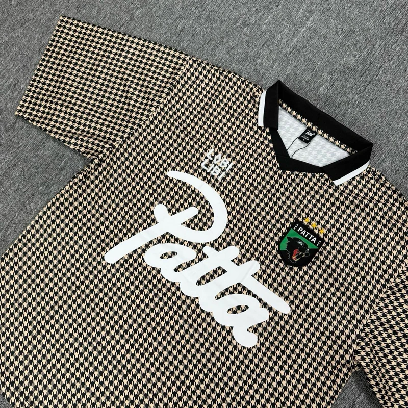 2026 New PATTA  Jersey T-Shirt Men's Oversized Checkered Soccer Jersey Patta Inspired Streetwear Football Shirt