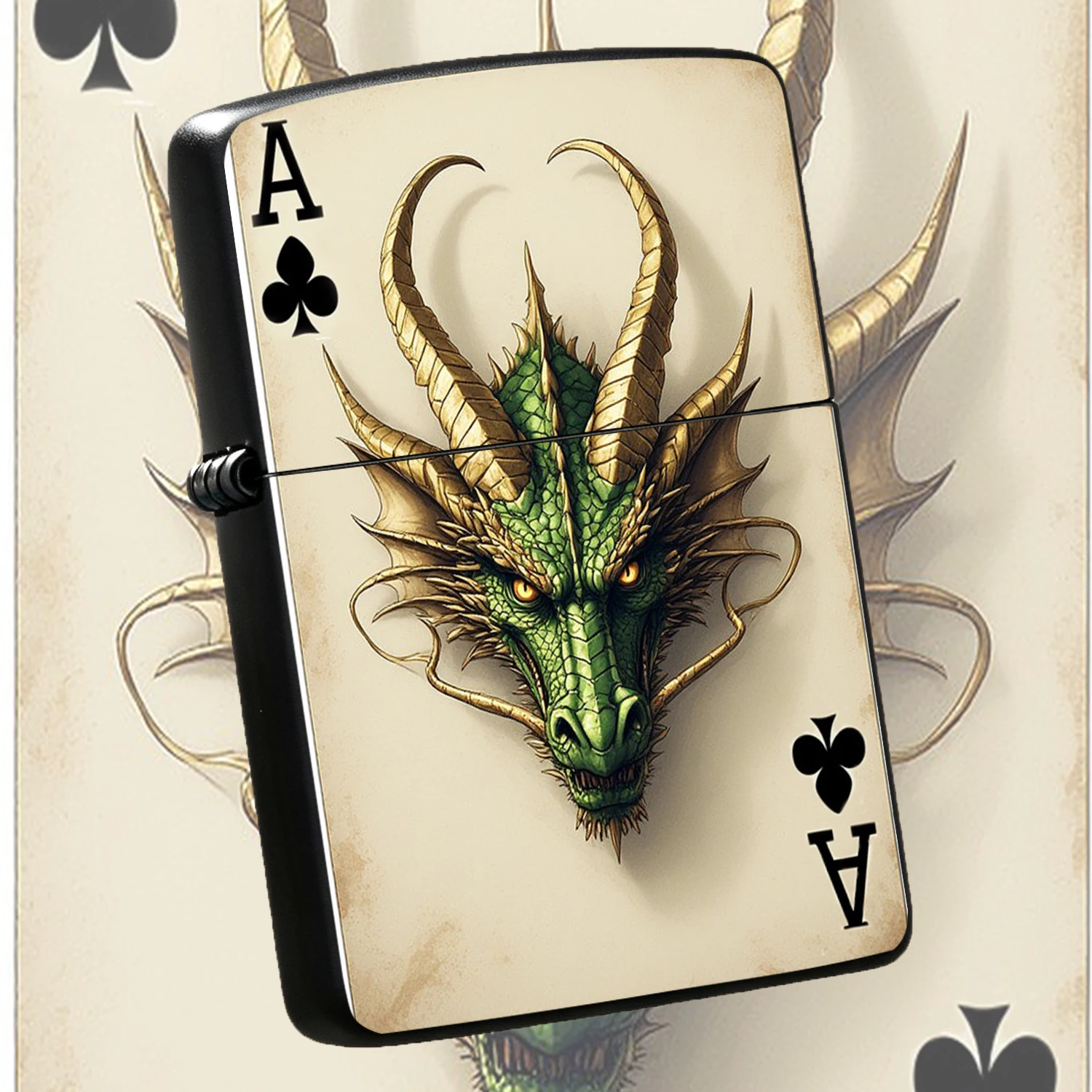 Vintage Collectible Playing Cards - Briquet à thème tête de dragon,