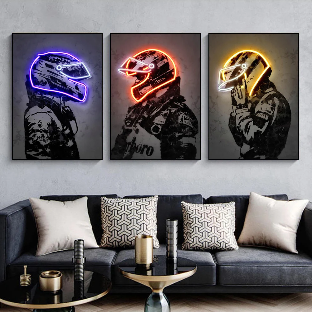 

Neon Effect Wall Art Poster F1 Racer Formula One Pop Mural Modern Home Decor Canvas Picture Print Living Room Bedroom Decorate