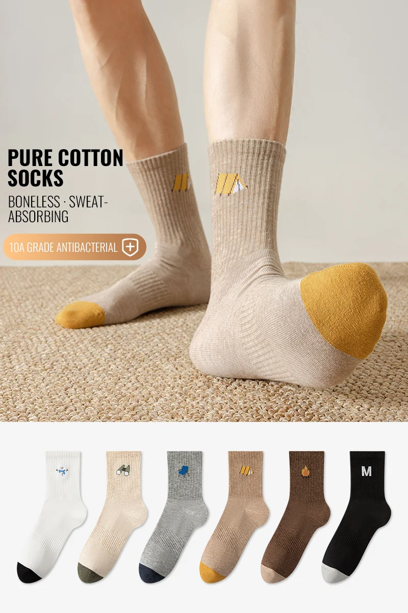 MiiOW Long Staple Pure Cotton Socks Winter Men Teens Athletic Sports Socks Long Crew Sock Moisture Wicking Anti Odor Warm Sock