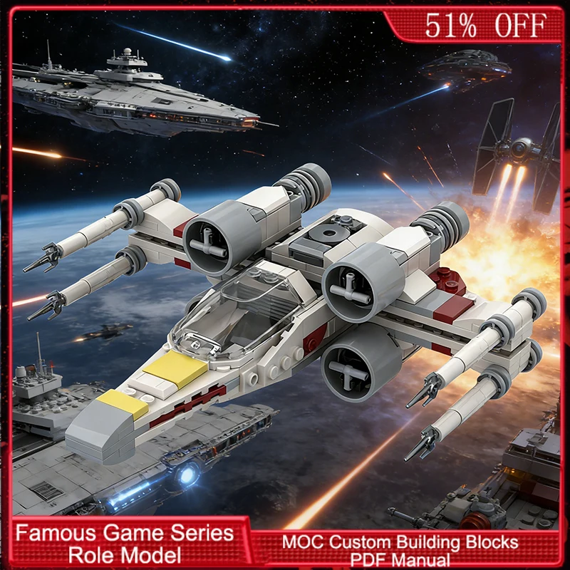 

255 PCS Plane Red Five Cross-Wing Starfighter MOC Customize Modular Building Block Educational Popular DIY Festival Toy Gift