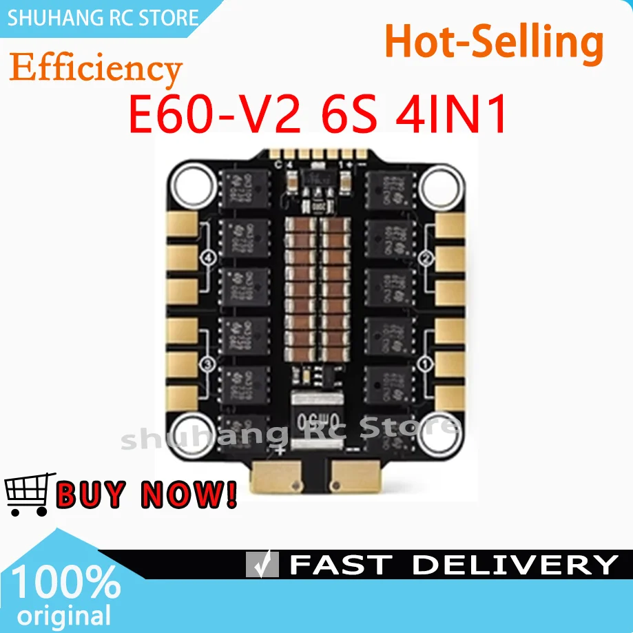 

Shuhang E60-V2 6S 4IN1 Electronic Speed Controller Constant Current 60A 2-6SLiPo Peak Current 70A(6S) for FPV Freestyle RC Drone