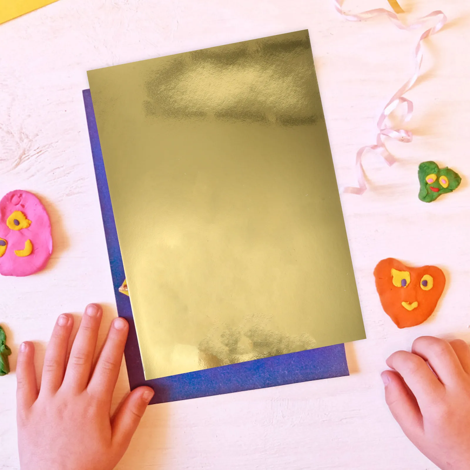 10 Sheets Gold Mirror Cardstock Metallic Shimmer Paper for DIY Children Handmade Gold Mirror Card Stock Crafts Decorative