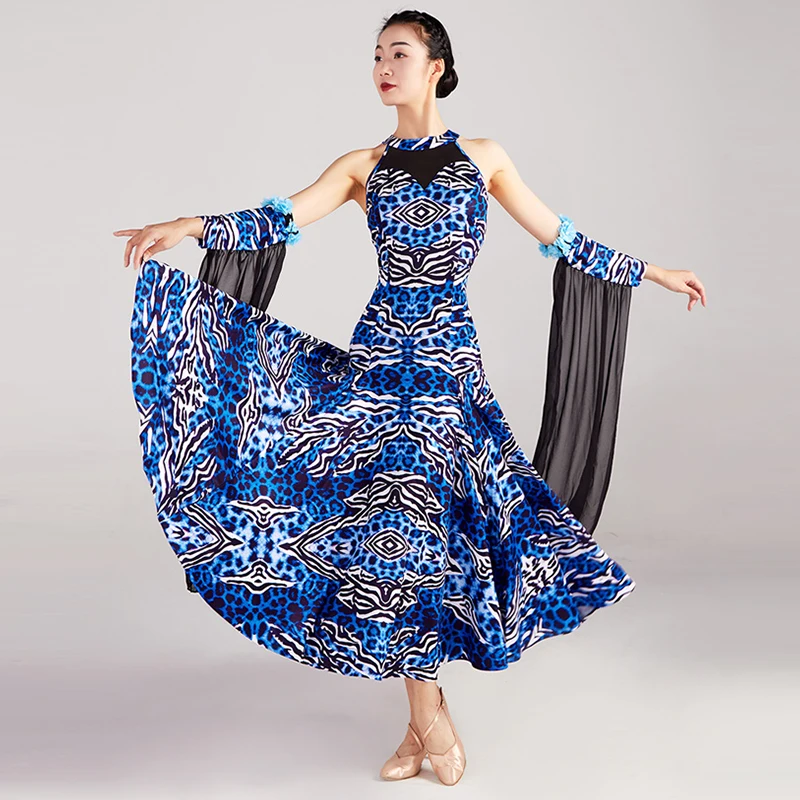 

New Blue Pink Ballroom Dance Dress Competition Costume Adult Women Prom Waltz Dance Dresses Tango Performance Wear DL11020