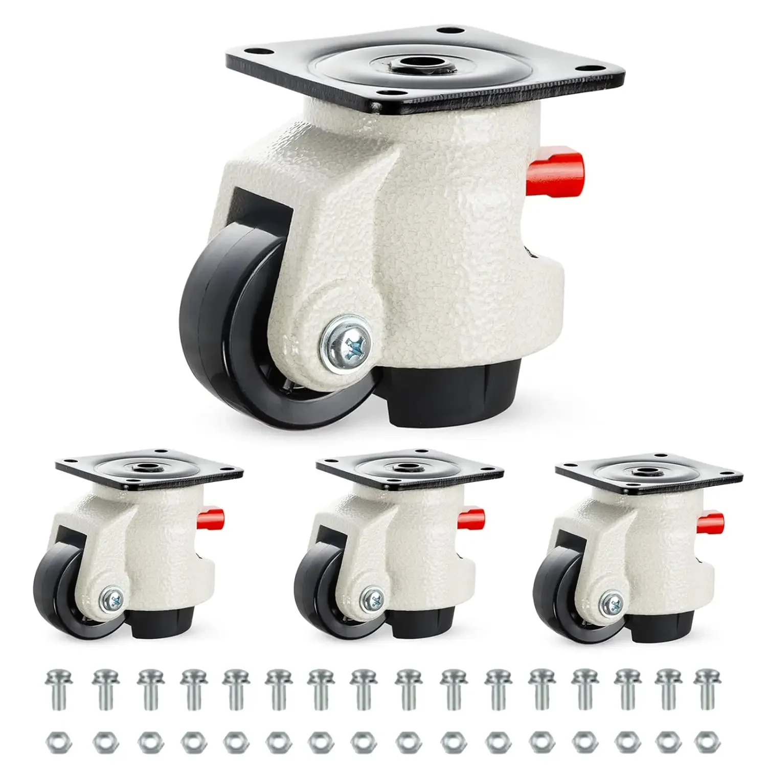 4 Pack Leveling Machine Casters Heavy Duty 3300lbs Capacity Per Set, Upgraded Ratchet Handle Design, Adjustable Caster with Feet