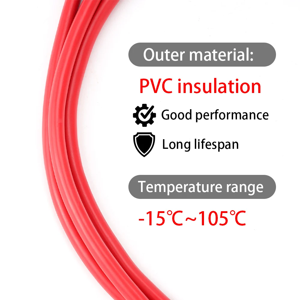 6AWG Battery Inverter Cable Terminals Stranded Copper Cord PVC Solar Power Connection Tin-plated Lug Wire 50cm