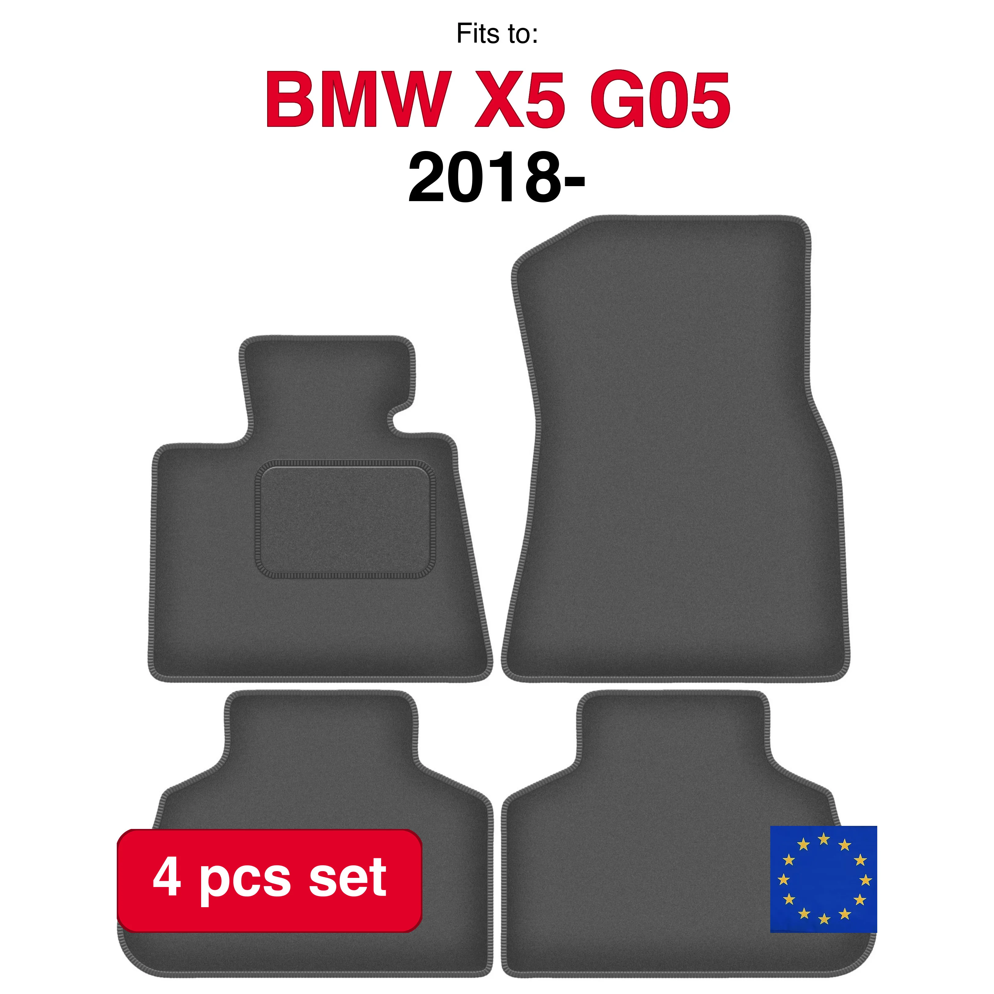 Auto velour matten voor BMW X5 G05 SUV (2018-) -grafiet (4 stuks) in de auto passende automattenset