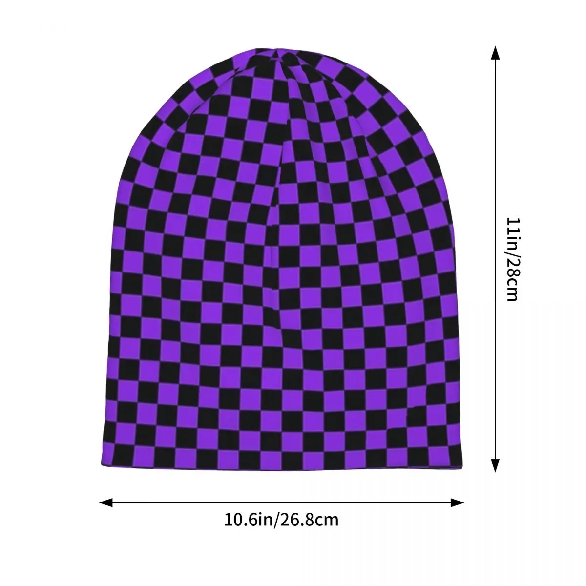 Proton Purple And Black Checker Board Warm Knitted Cap Fashion Bonnet Hat Autumn Winter Outdoor Beanies Hats for Men Women Adult