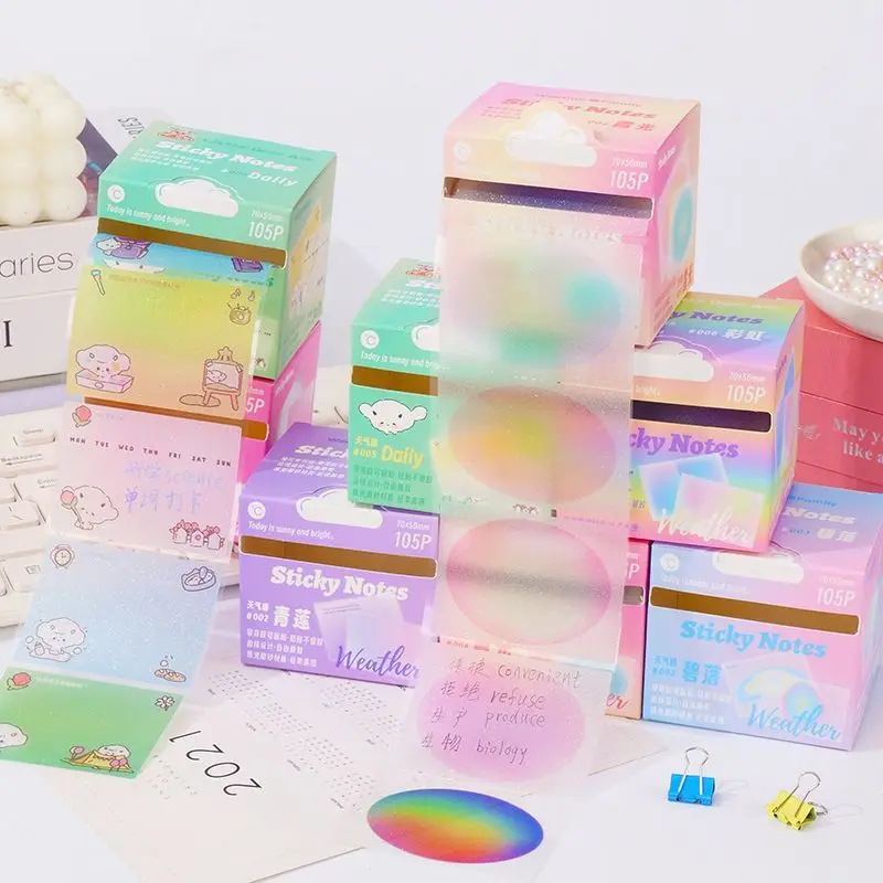 Transparent Pearlescent Pull-up Post-it Notes Morandi Index Stickers Students Mark Stickers with Note Stickers