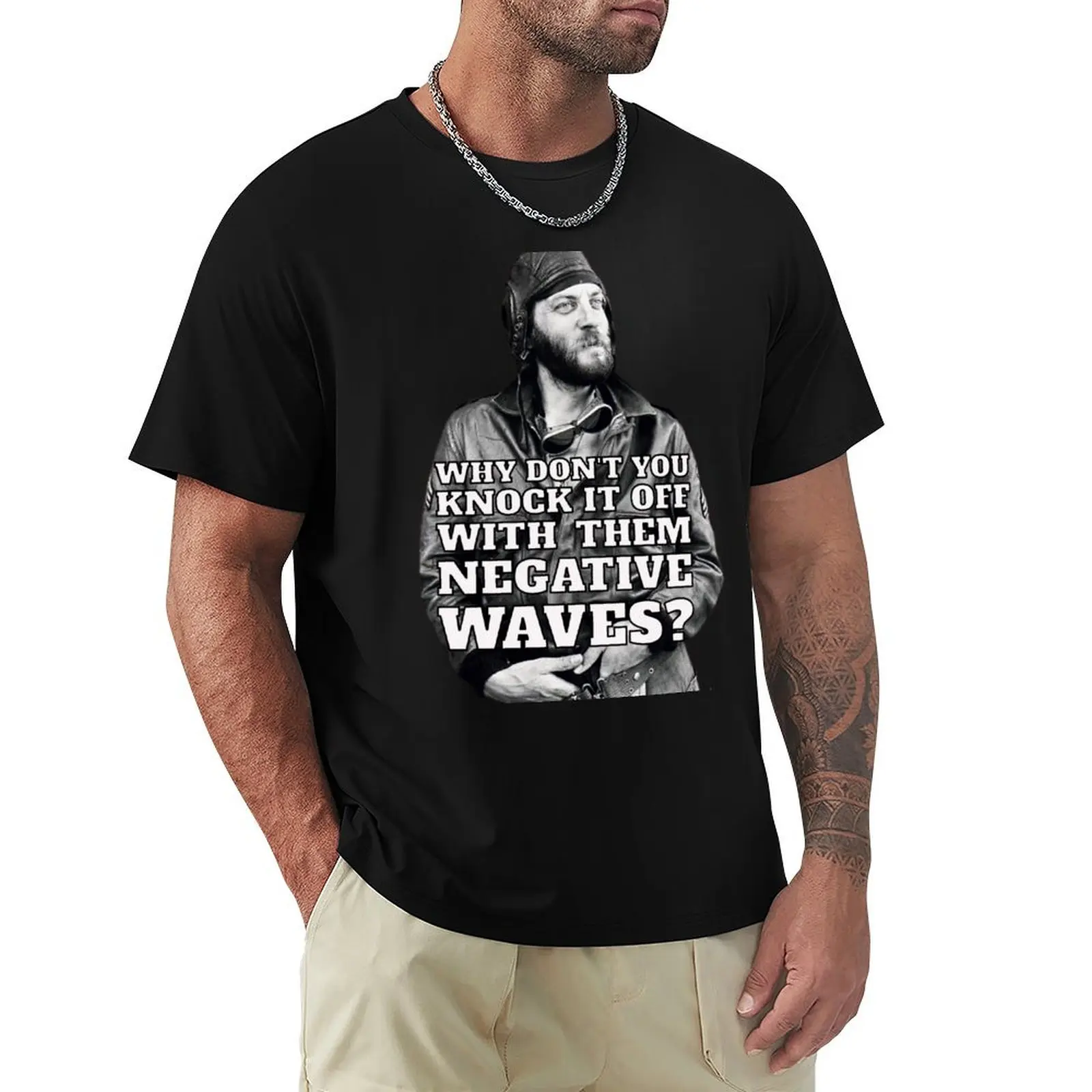 Negative Waves Donald Sutherland as Oddball in Kelly's Heroes T-Shirt Basic Solid Color Short Sleeve Cotton Top