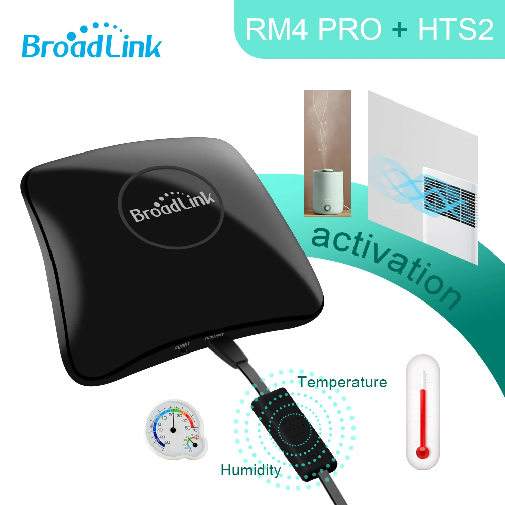 

BroadLink RM4pro Universal 433mhz Remote Control IR RF WiFi Controller collocation HTS2 Temp humidity sensor compatible Alexa
