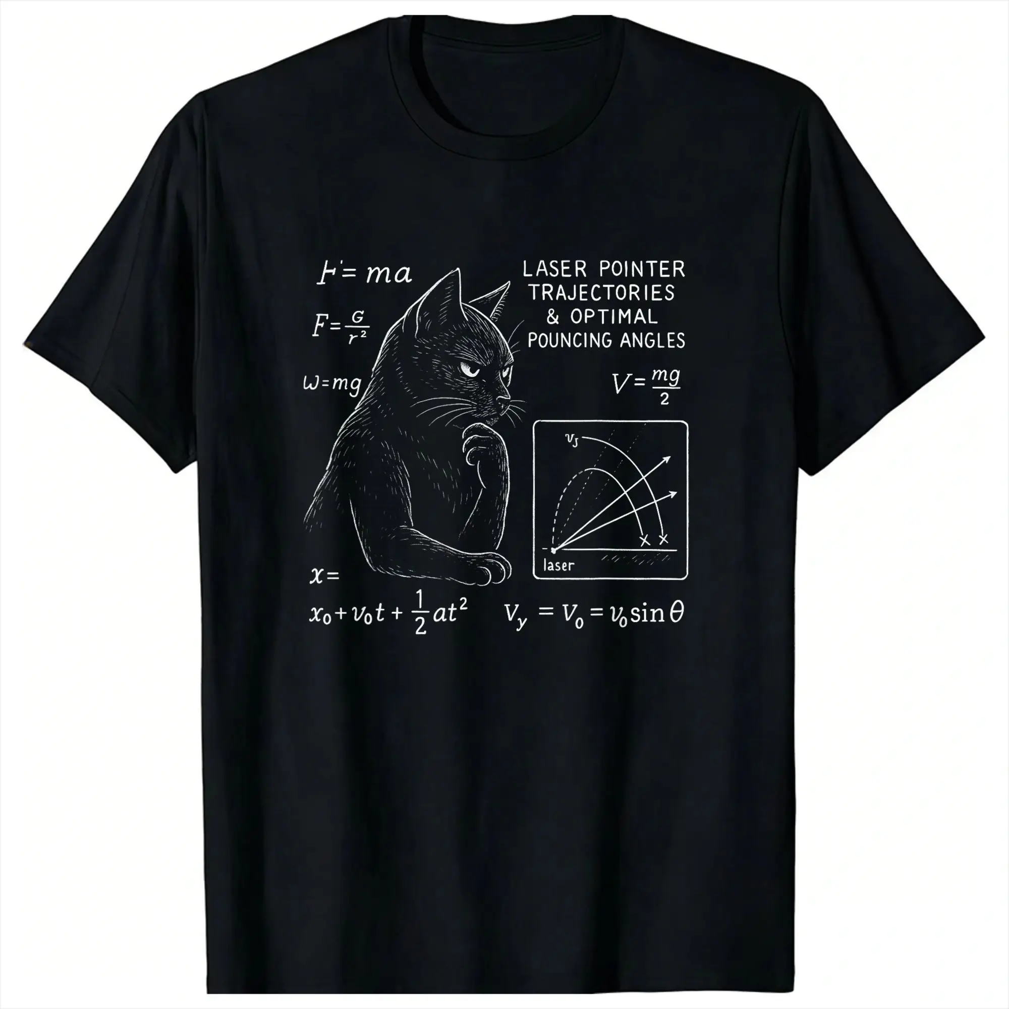 Funny Cat Math Physics Equations Science Humor T-Shirt  Popular T Shirts Short Sleeve Street Style Tshirt Cotton Crewneck Tees