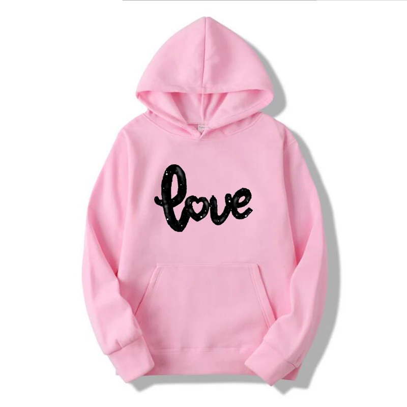 

Women Spring Autumn Sportswear Hoodies Casual Letter LOVE Printed Hooded Sweatshirt Fleece Harajuku Hip Hop Pullover Top