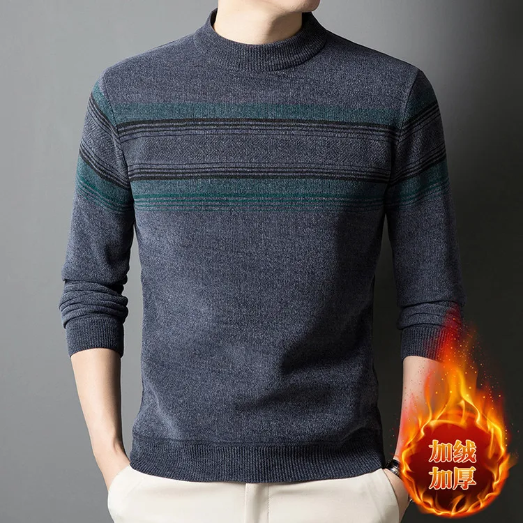 

Slim Fit Winter Casual Sle Knitted Sweater for Middle-Aged And ly with Print Busin Casual Versatile Polyester Fiber