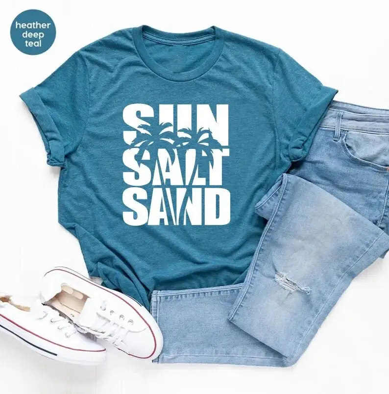 

Футболка Sun Salt Sand Летние каникулы Пляжный отдых Модная отпуск