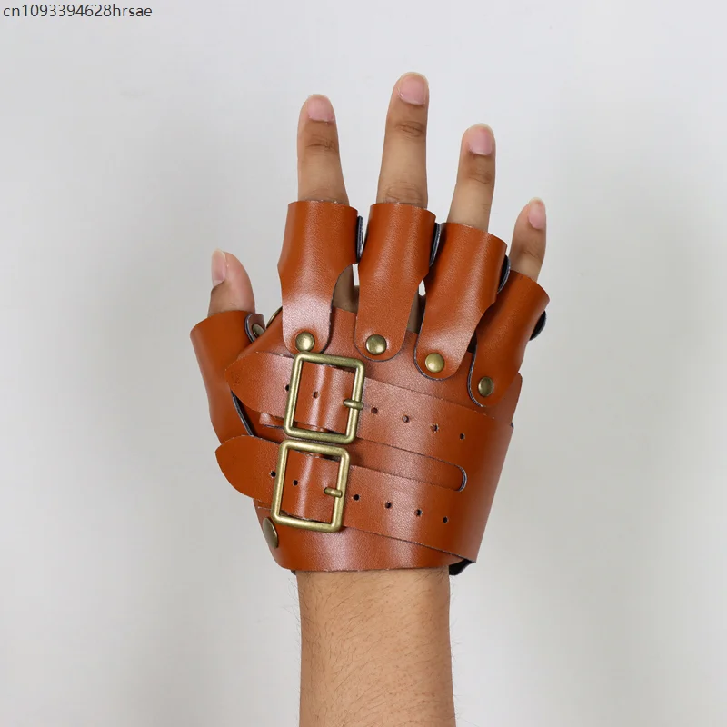 ไวกิ้งยุคกลางอัศวินสายรัดข้อมือ PU ถุงมือหนัง Steampunk Fingerless Mitten Renaissance LARP Samurai บทบาทเล่น COSPLAY Props