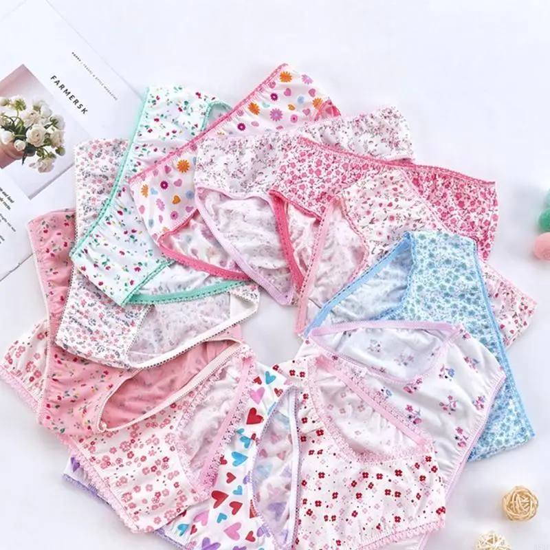 

N84E 12 Pcs/Set Toddler Girls Underwear Comfortable Baby Girls Briefs Cottton Panties