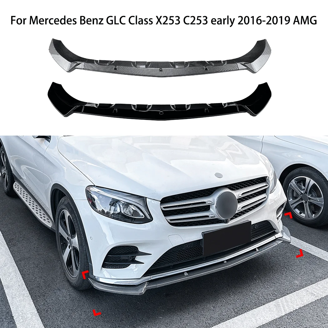 Car Three Stage Front Bumper Front Lip Spoiler Diffuser For Mercedes Benz GLC Class X253 C253 early 2016-2019 AMG Exterior Guard